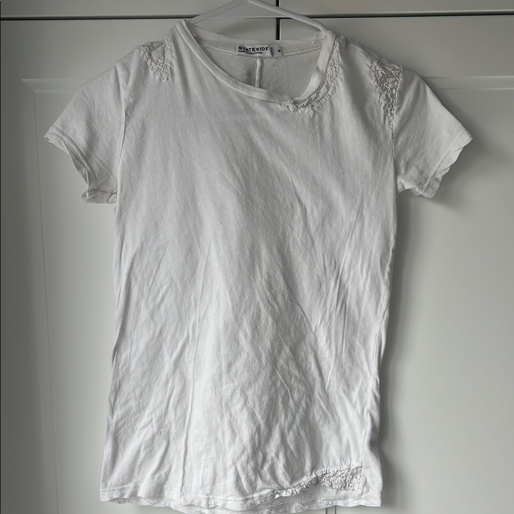 Stateside White Fitted Short Sleeve T-Shirt